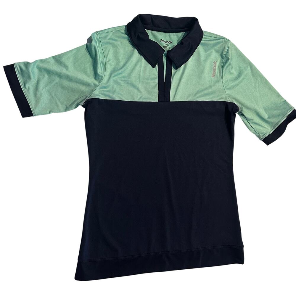 REEBOK Women Golf Shirt Small Short Sleeve Polo Mint Green Athletic Sport Casual